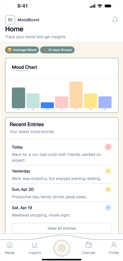 Mobile View of MoodBoost